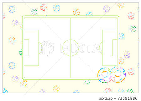 サッカーボールとサッカーコートのメッセージカードのイラスト素材