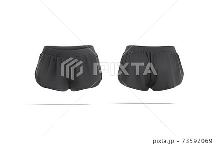 Blank black women shorts mockup, front and back view Blank black women shorts mockup, front and back view 73592069