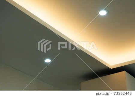 Lighting and Two-level ceiling in the modern building Lighting and Two-level ceiling in the modern building 73592443