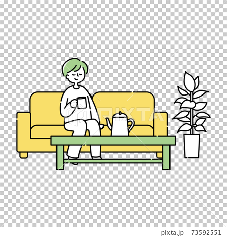 A man relaxing on the sofa - Stock Illustration [73592551] - PIXTA