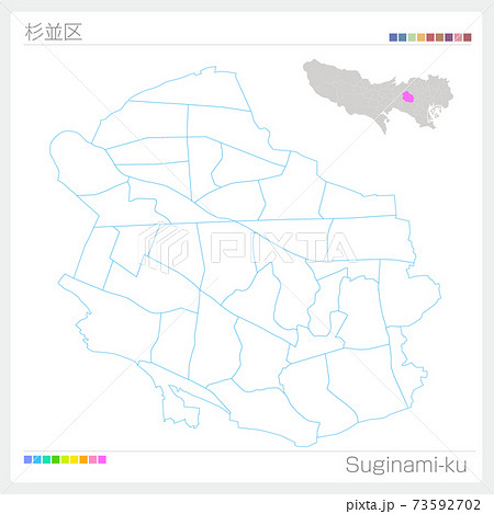 杉並区・Suginami-ku・白地図（東京都） 73592702