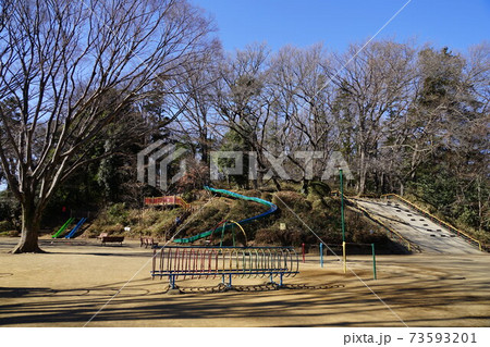 1月 国分寺94市立黒鐘公園 崖線の高さを活用した遊具 国分寺崖線の写真素材 1月 国分寺94市立黒鐘公園 崖線の高さを活用した遊具 国分寺崖線の写真素材