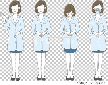 案内する白衣の女性 全身のイラスト素材