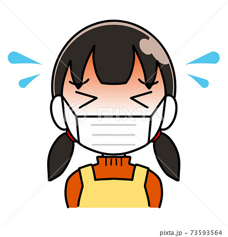 マスク 苦しい女の子のイラスト素材