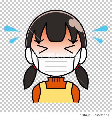 マスク 苦しい女の子のイラスト素材