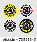 Enduro or motocross vector logo illustration. Emblem for print. Work less, Ride more. Editable design for off-road lovers. Four variations 73593645