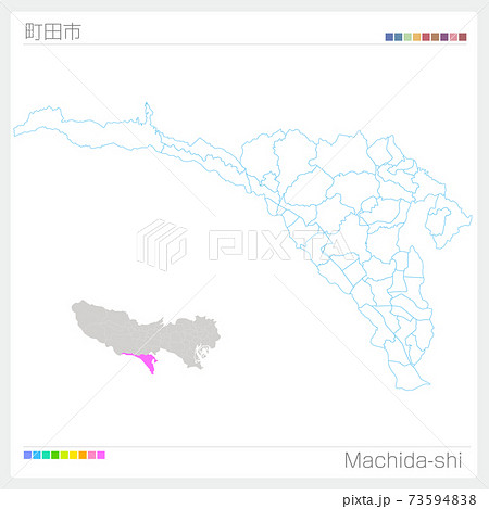 町田市・Machida-shi・白地図（東京都）