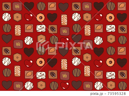 アソートチョコレートのかわいい背景イラスト　縦　バレンタインデー 73595328