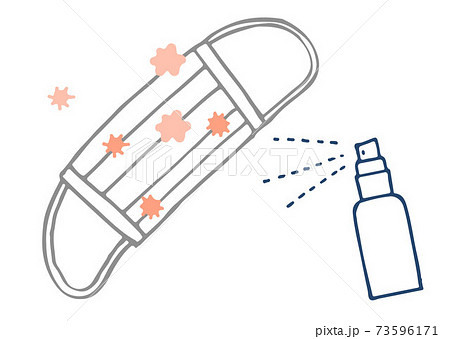 マスクにスプレーしているイラストのイラスト素材