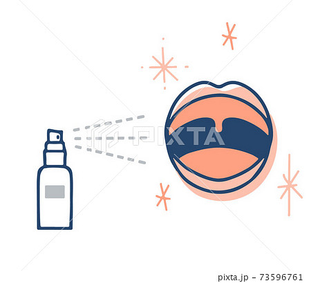 口にスプレーしているイラスト 口にスプレーしているイラスト 73596761