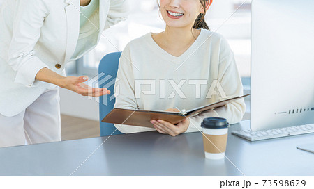 オフィスで仕事を教えるビジネスウーマン 73598629