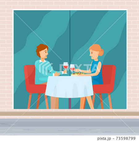 Lovers on a date in a restaurant. Married couple celebrate the holiday together. Nice family evening 73598799
