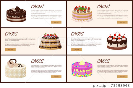 Cakes Variety Page Online Shop Vector Illustration Cakes Variety Page Online Shop Vector Illustration 73598948