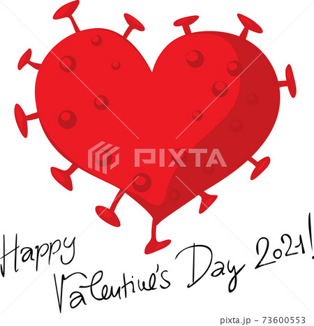Valentines Corona Virus Heart Vector Illustration - Love in time of Coronavirus Valentines Corona Virus Heart Vector Illustration - Love in time of Coronavirus 73600553