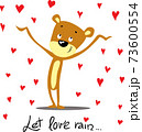 Cute Valentive Design with Bear and Raining Hearts - Let Love Rain 73600554