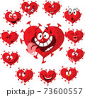 Coronavirus Heart Cartoon Vector Illustration with Many Facial Expressions - Valentines Day Stickers 73600557