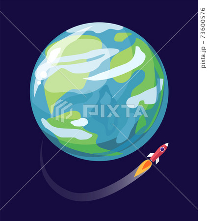 Earth and Spaceship Poster Vector Illustration Earth and Spaceship Poster Vector Illustration 73600576