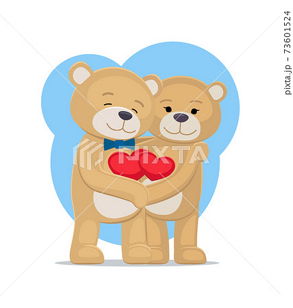 Bears Lovers Hold Hearts in Hands, Male and Female 73601524
