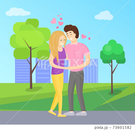 Boy Girl Tenderly Hugging, Young Lovers Embracing Boy Girl Tenderly Hugging, Young Lovers Embracing 73601582
