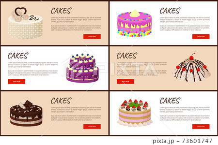 Cakes Variety Page Online Shop Vector Illustration 73601747