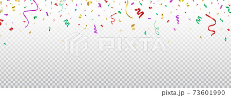 Confetti color long banner. Bright colorful festive tinsel. Celebration party backdrop. Holiday design elements for web, poster, flyer, invitation. Vector illustration 73601990