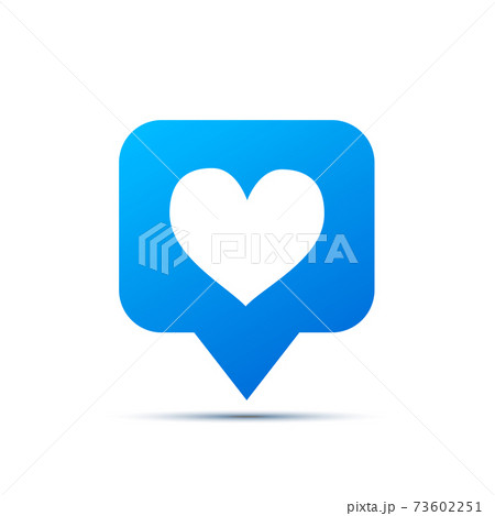 Bright blue trendy icon for social network. Heart like piktogram on white Bright blue trendy icon for social network. Heart like piktogram on white 73602251