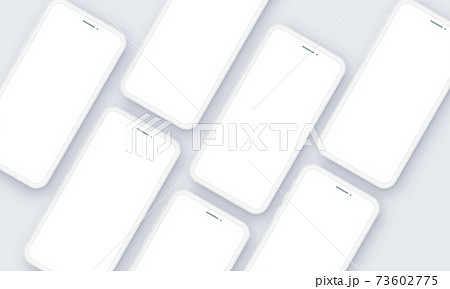 Realistic Mobile Phone Neomorphism Template Mockup Vector in Perspective 73602775