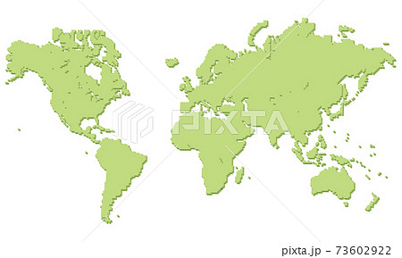 立体的な四角キューブドットで構成されたスタンダード世界地図のイラスト欧州イギリス中心白バックのイラスト素材