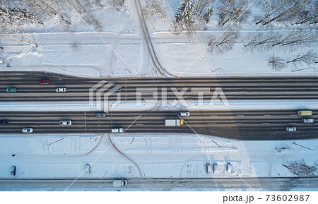 Asphalt frozen road Asphalt frozen road 73602987