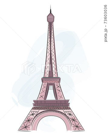 Eiffel Tower in hand drawn style, symbol of... - Stock Illustration  [73603036] - PIXTA