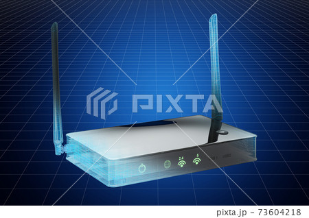 Visualization 3d cad model of router, blueprint. 3D rendering 73604218