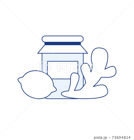 Natural medicine logo design isolated thin line icon. Natural treatment sign. Lemon ginger berry jam honey. Flu, cold medicine. Organic health care product Virus prevention outline illustration Natural medicine logo design isolated thin line icon. Natural treatment sign. Lemon ginger berry jam honey. Flu, cold medicine. Organic health care product Virus prevention outline illustration 73604814