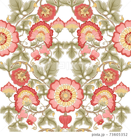Fantasy Flowers In Retro Vintage Jacobean のイラスト素材