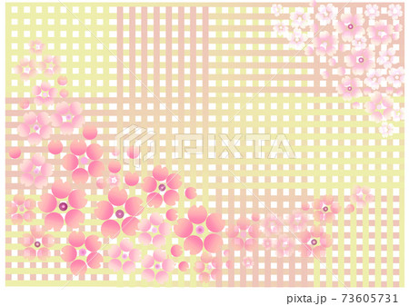 桜と格子の背景フレームのカラーイラスト 73605731