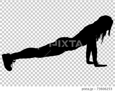 Female silhouette doing push-ups Female silhouette doing push-ups 73606253