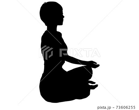 瞑想する女性の横顔シルエットのイラスト素材