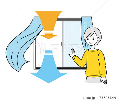 換気する女性　窓 73606649