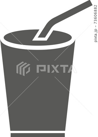 Glass cup of soda with a straw isolated on a white background. 73606882