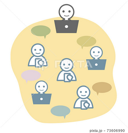 オンラインサロン グループ メンバー チームのイラスト素材