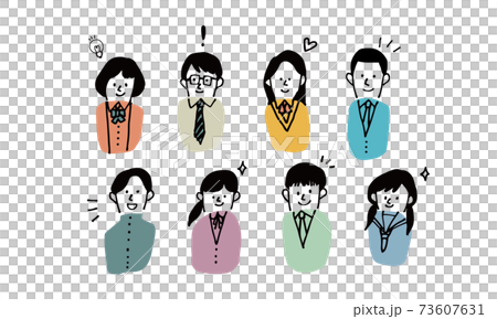 制服を来た中高生の手書き風イラストのイラスト素材 制服を来た中高生の手書き風イラストのイラスト素材