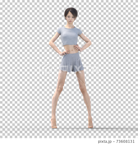 Slender room wear woman perming3DCG illustration material Slender room wear woman perming3DCG illustration material 73608131