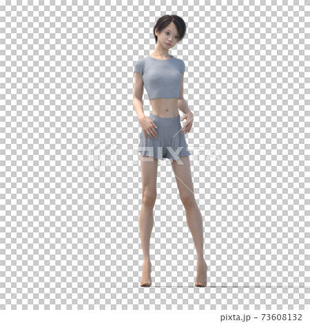 Slender room wear woman perming3DCG illustration material Slender room wear woman perming3DCG illustration material 73608132