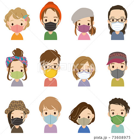マスクをつけた若い人 アイコン マスクをつけた若い人 アイコン 73608975