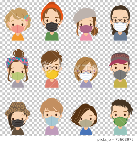 マスクをつけた若い人 アイコン マスクをつけた若い人 アイコン 73608975