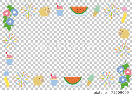 夏の素材フレームカード 73609009