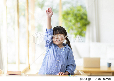 挙手する女の子 73610296