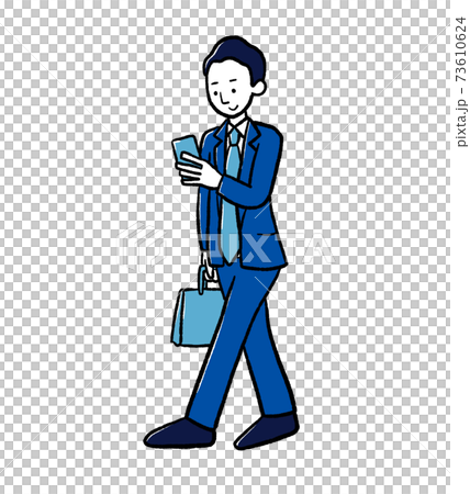 歩きスマホをするビジネスマンのイラストのイラスト素材