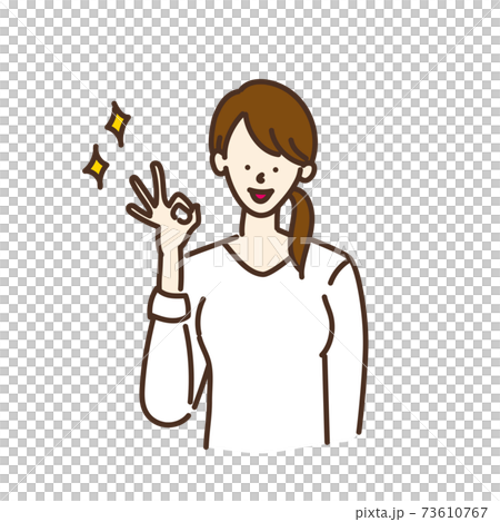 シンプルな女性のイラスト　単純　ポーズ　バリエーション 73610767