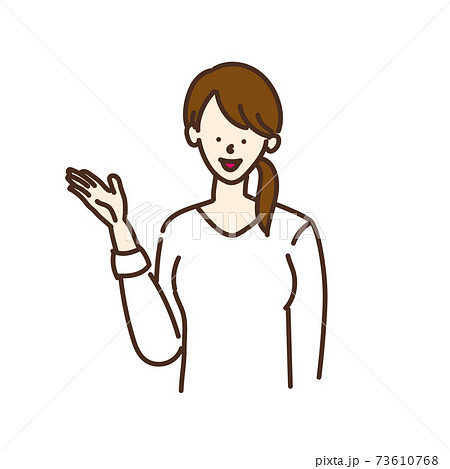シンプルな女性のイラスト　単純　ポーズ　バリエーション 73610768