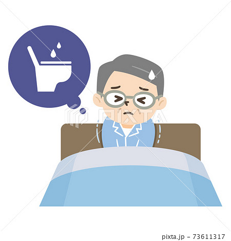 夜間頻尿で寝不足の高齢男性 夜間頻尿で寝不足の高齢男性 73611317